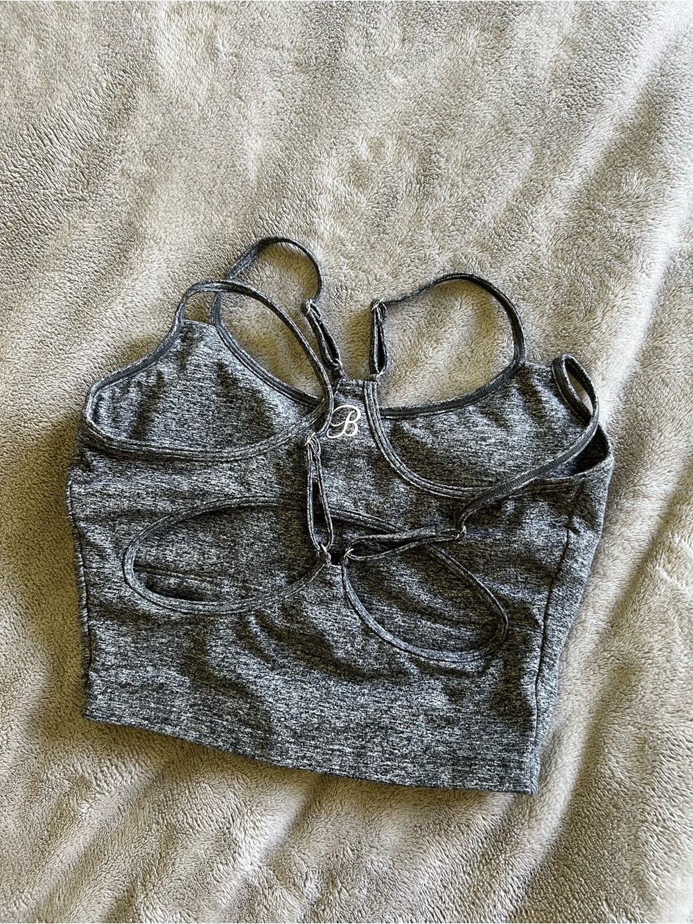 Bombshell Sportswear Heather Grey Layered Back Sports Bra Medium